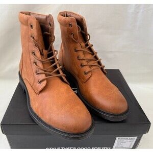 NICK GRAHAM Mens Brown Lug Sole Padded Delta Round Toe Lace-Up Boots size 9 M
